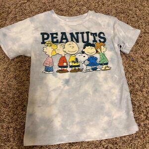 Peanuts T Shirt Small 6/6X Light Blue Tie Dye Charlie Brown Snoopy Sally Linus